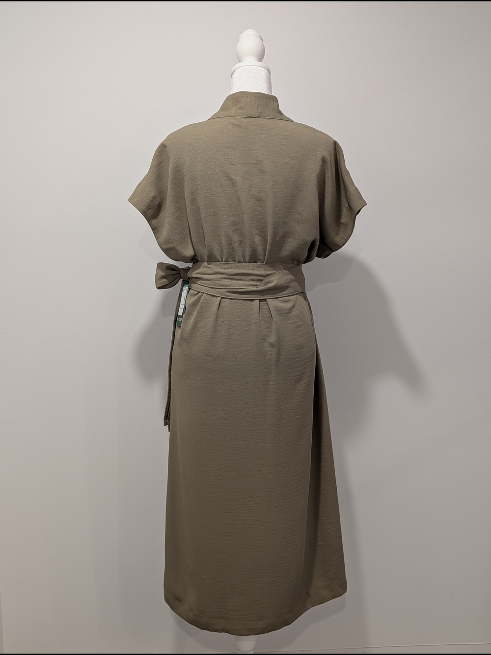 Simons Icône Olive Green Wrap Midi Dress with Sash - Picture 5 of 13